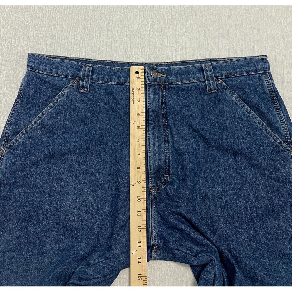 Wrangler Mens 38x30 Blue Fleece Lined Carpenter Jeans Denim Relaxed Fit - Picture 7 of 9